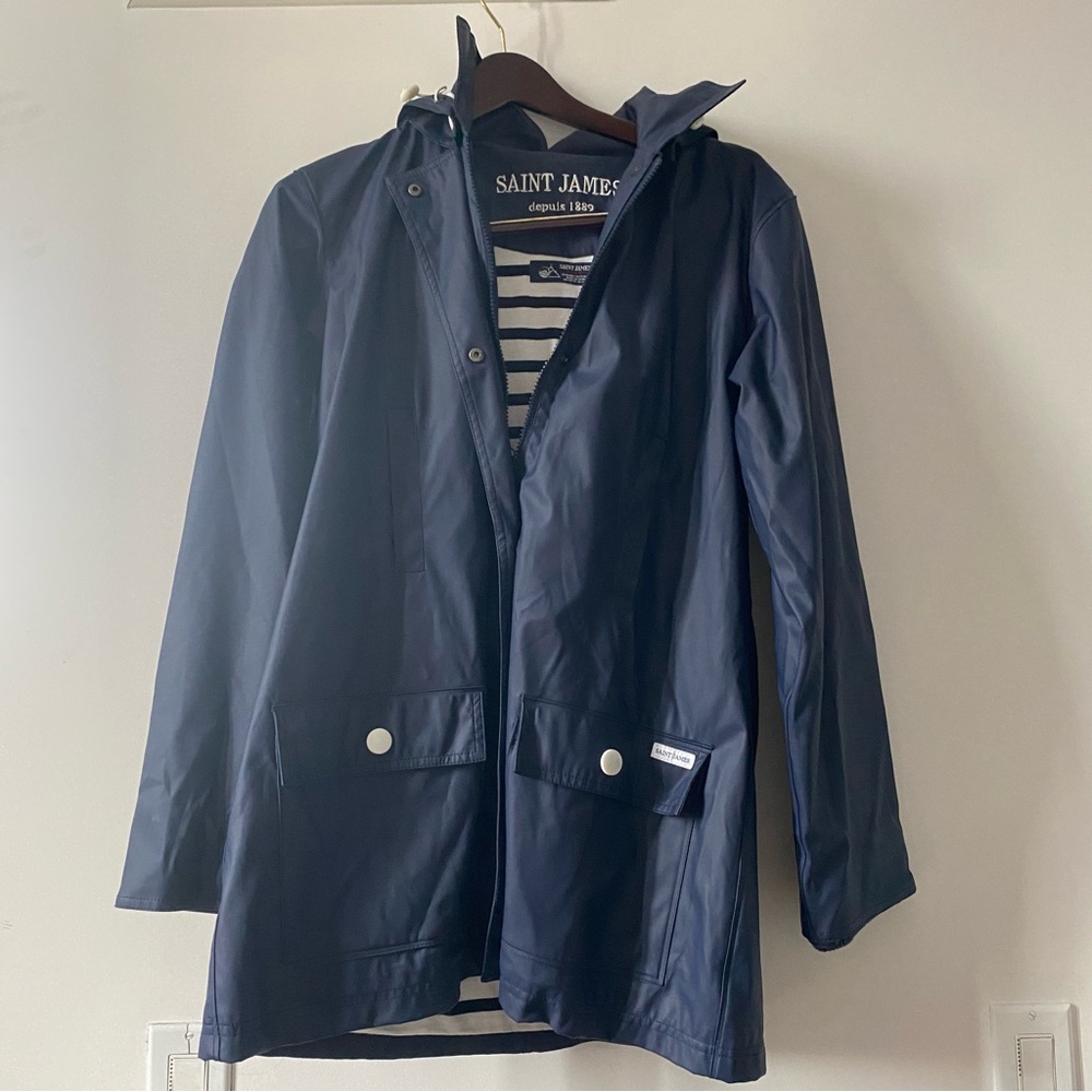 Saint James Navy Raincoat